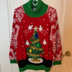NWOT Festive Red and Green Turtleneck Sweater
